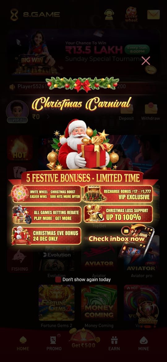 8 Game Free Rs.500 Spin & Win